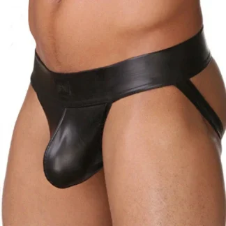 Faux Leather Black Jockstrap